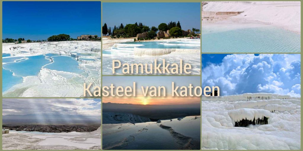 Natuurwonder in Turkije: witte kalkterrassen van Pamukkale in het zonlicht