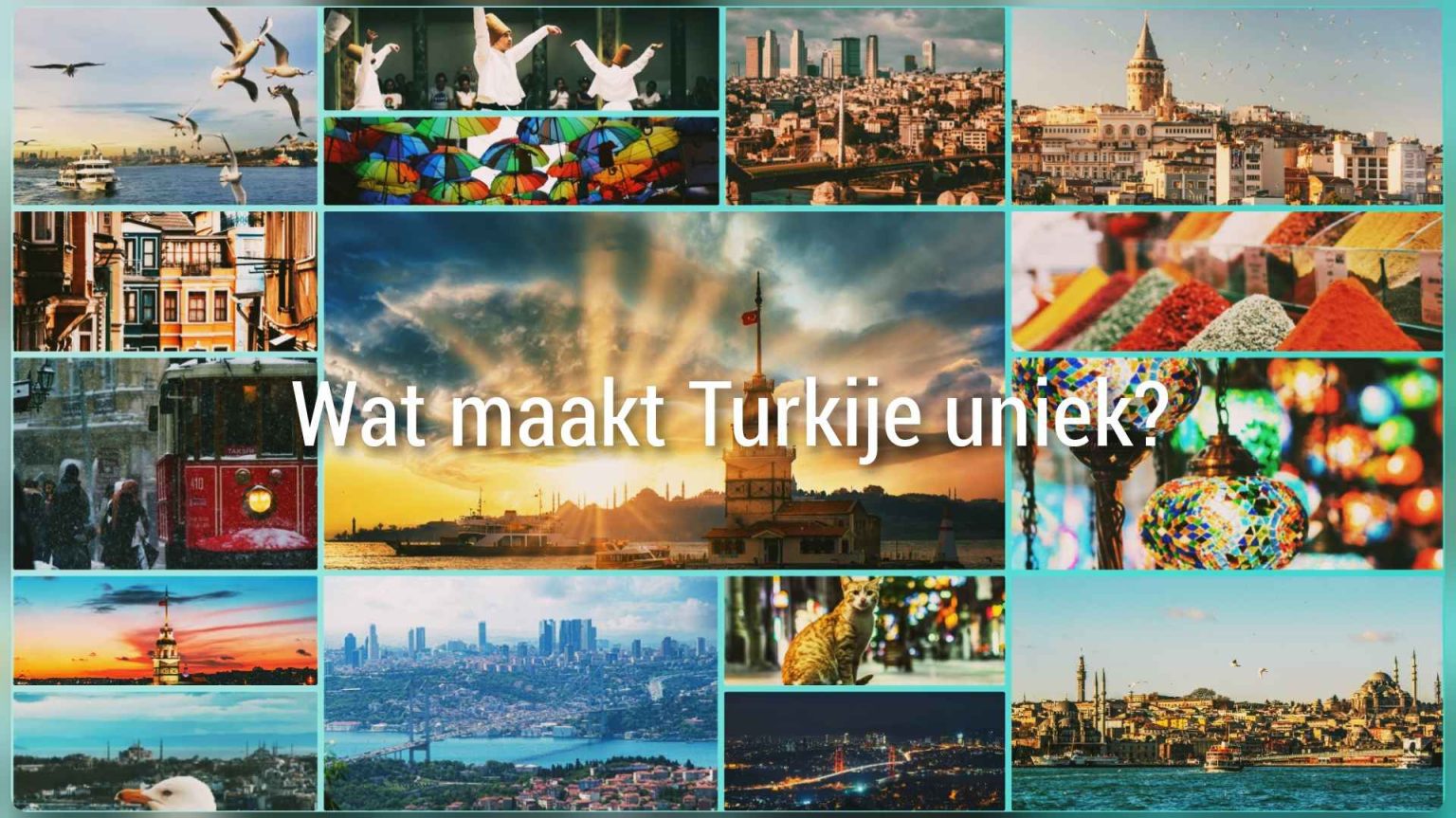 Panoramisch uitzicht op Istanbul overdag met de Hagia Sophia, Blauwe Moskee en de Bosporus, symbool van wat Turkije uniek maakt